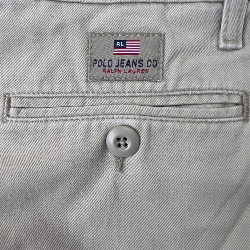 Vintage Y2K Polo Jeans Ralph Lauren Khaki Wide Leg Freighter Cargo Pants 36x29